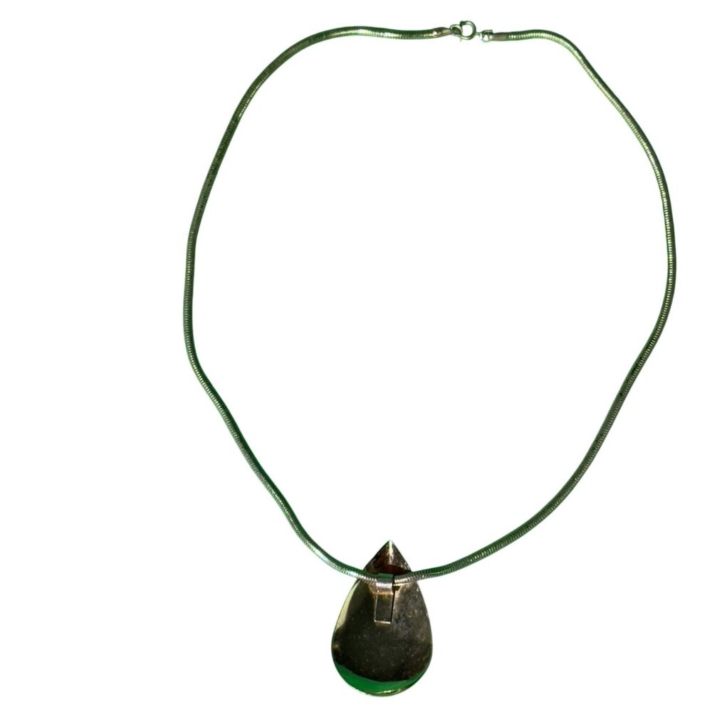 Gold- tone Teardrop Pendant Necklace With Snake Chain - Picture 2 of 4